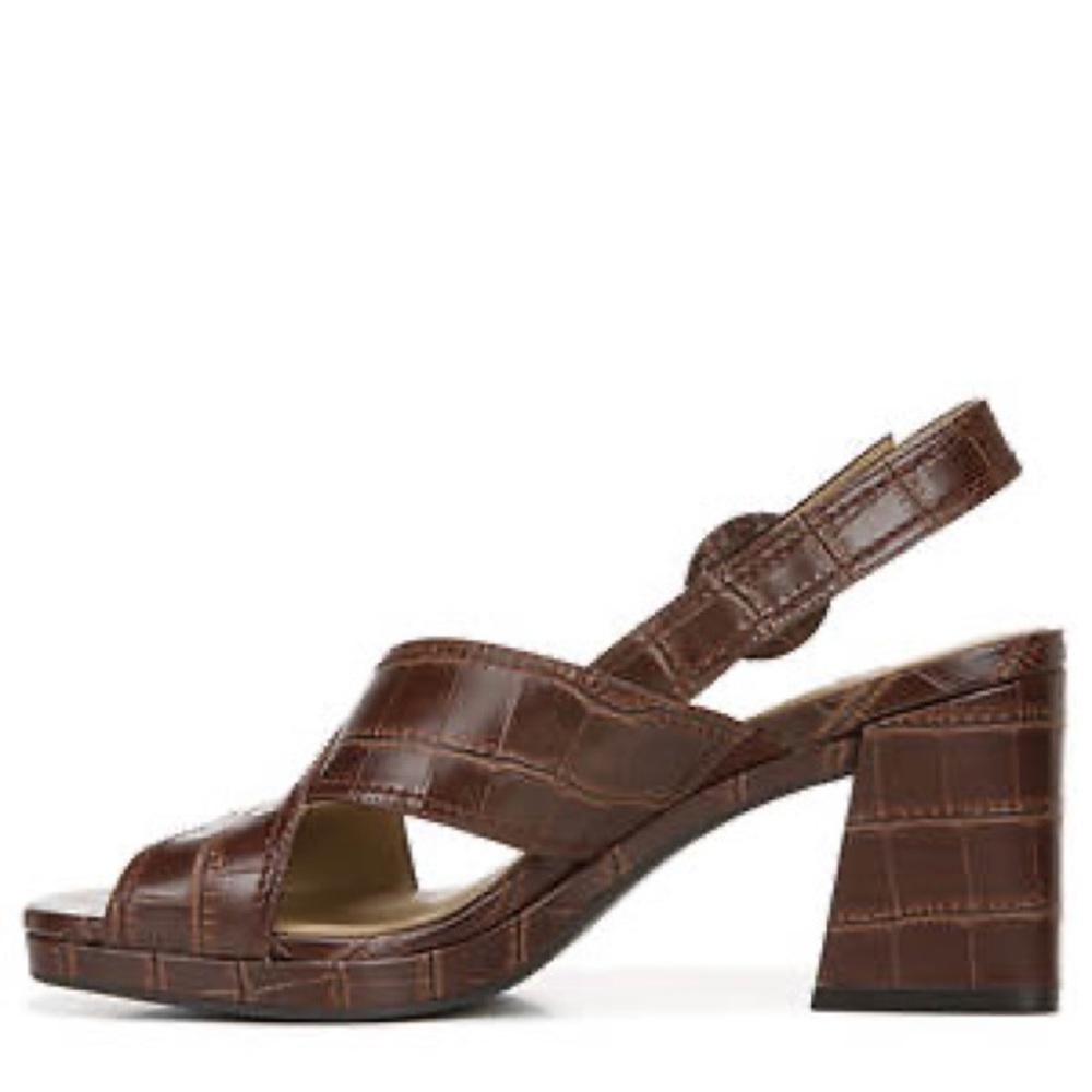 Naturalized Brown/crocodile chunky heel